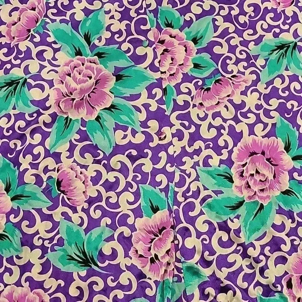 Vintage Vanity Fair Floral Robe Kimono Tunic Cover-Up Side Pockets Sz L - Picture 6 of 12